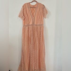 Maxi Peach Lace Dress